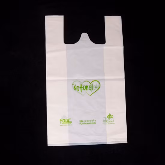 Sacs compostables d'amidon de maïs d'achats en plastique biodégradables écologiques à 100 % avec EN13432/ASTM